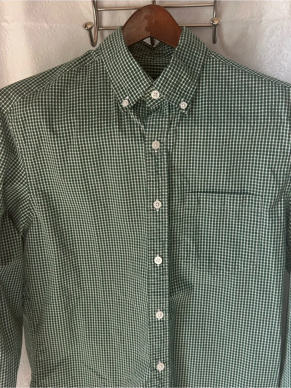 J CREW Mercantile Flex Shirt Button-Up Long Sleeve Collared Green Plaid Size S